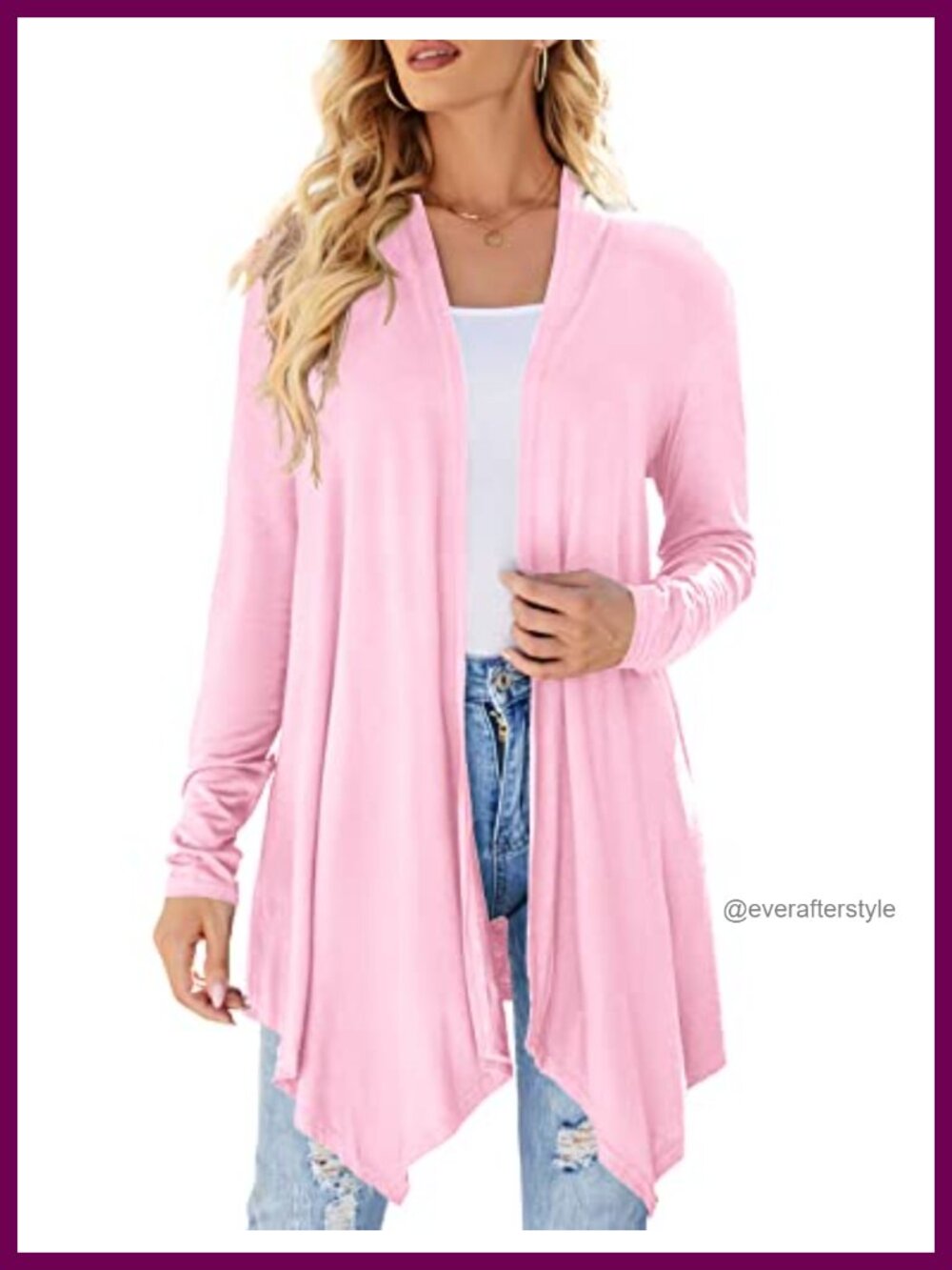Uvog Women's Lightweight Open Front Long Sleeve Cardigan Loose Fit